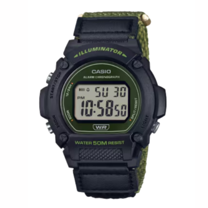 Casio Men's Digital Watch W-219HB-3AVDF Black Cloth Strap Sport Watch
